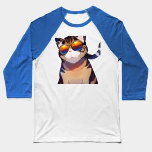 Meme Cat Wearing Sunglasses Baseball T-Shirt